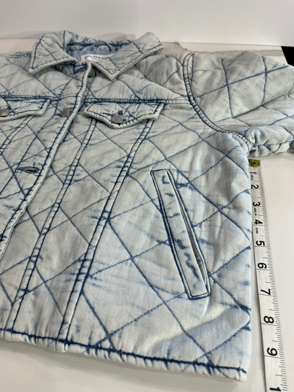 Marc New York Quilted Acid Wash Light Blue Jacket with Denim-Trim. Sz L NWT